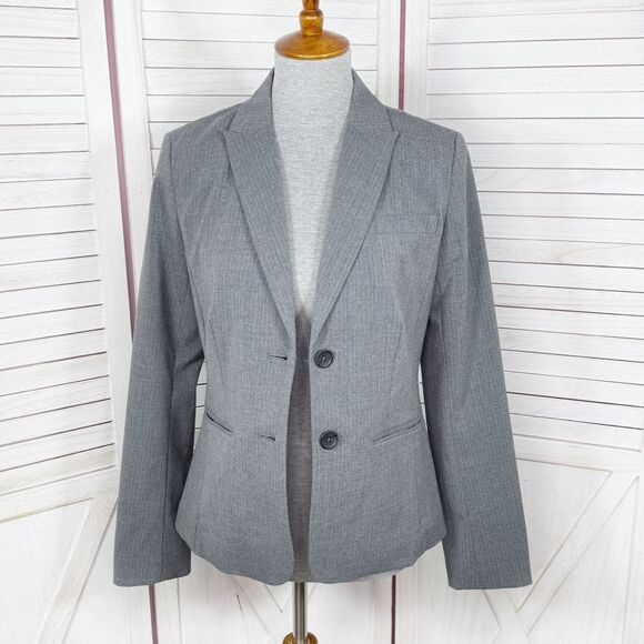 Banana Republic Pinstripe Two Button Blazer Jacket Grey Size 6 - Picture 8 of 14